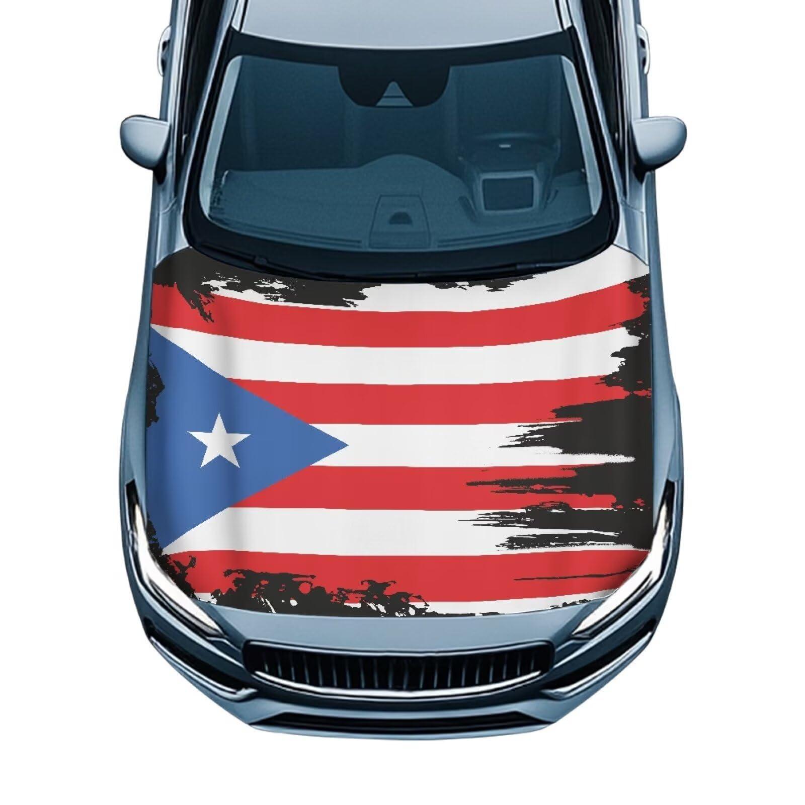 Puerto Rico Flag Car Hood Cover Sunshade Windshield Hood All Season Protection Outdoor Foldable Protective Cover, Universal for Cars