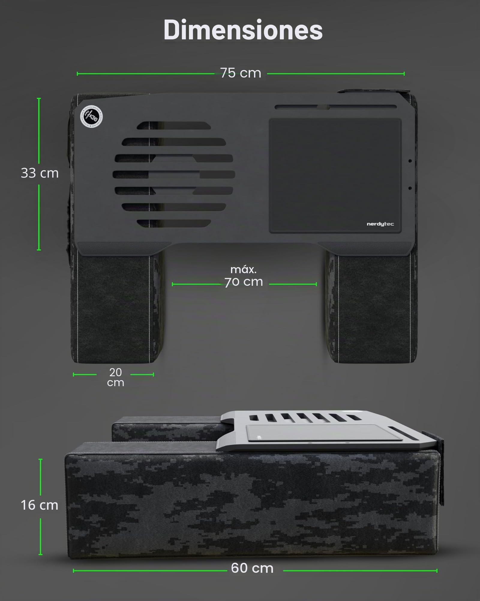 Couchmaster® CYBOT - Mesa ergonómica para portátiles/periféricos inalambricos. Uso en sofá/Cama