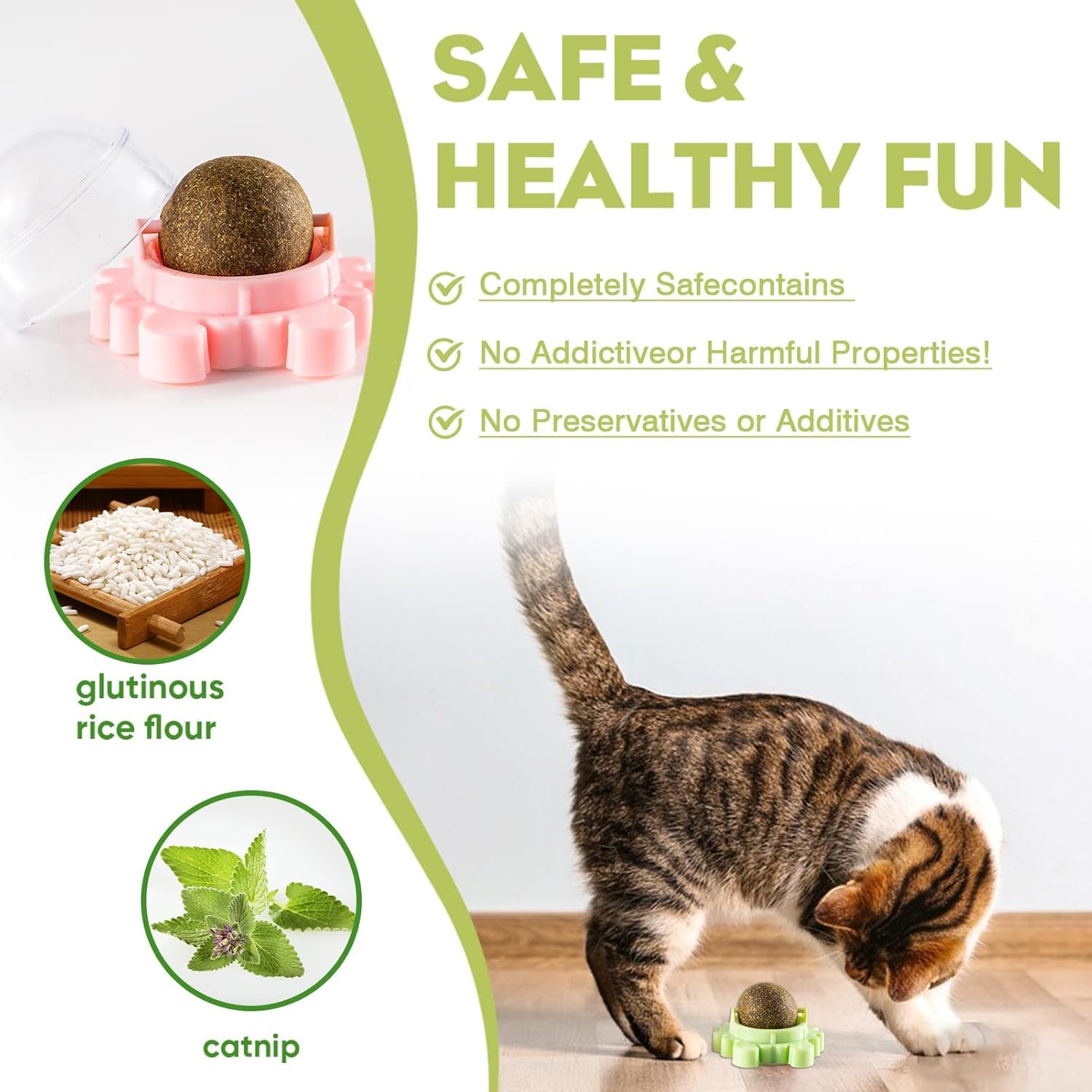 Estivo 360° Catnip for Cats Wall Catnip Rollerball Licking Ball Cat Nips Mint Magic Cat Stick on Wall Crack Balls Lickable Play Chew Teeth Cleaning Pet Chew Indoor Outdoor(Pack of 1) 4