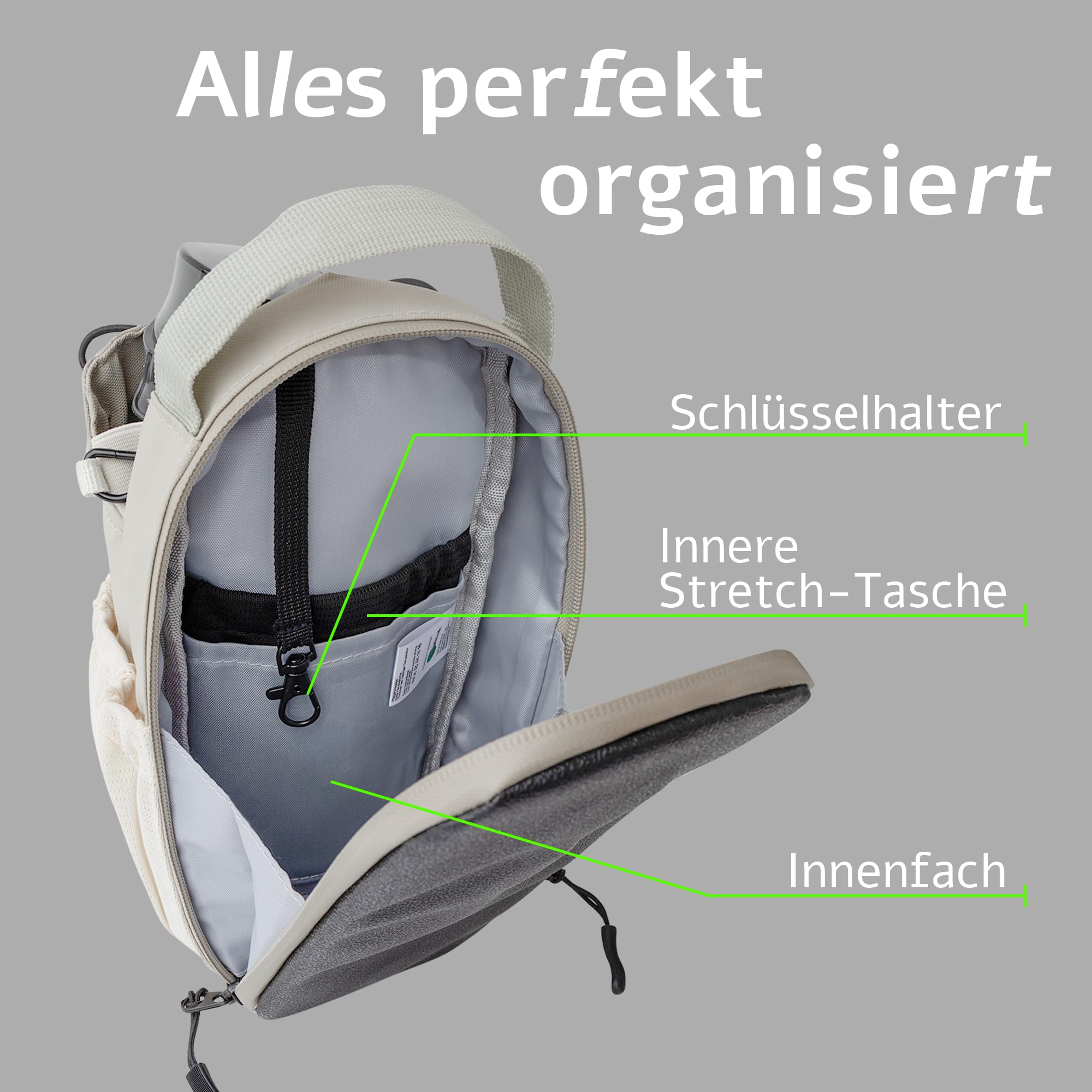 Magnetische Sporttasche mit Flaschenhalter – universelle Schulter- & Umhängetasche für Damen & Herren, ideal fürs Gym, Freizeit & Reisen (Beige)