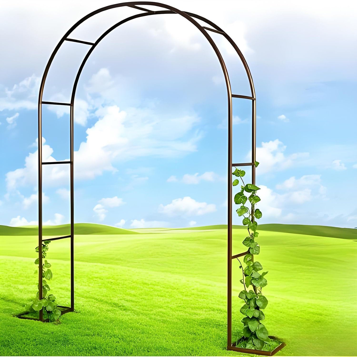 Robusto arco da giardino in metallo per piante rampicanti – graticcio regolabile in bronzo e pergolato da matrimonio, decorazione per esterni, 140 cm di larghezza x 230 cm di altezza, perfetto per