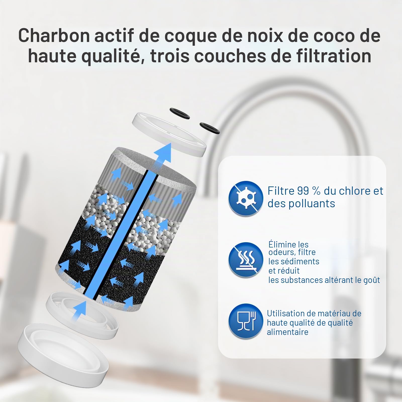 GOLDEN ICEPURE Brita On Tap Pro V-MF ，Brita Filtre Robinet pour Système de Filtration sur Comptoir 600l，paquet de 4