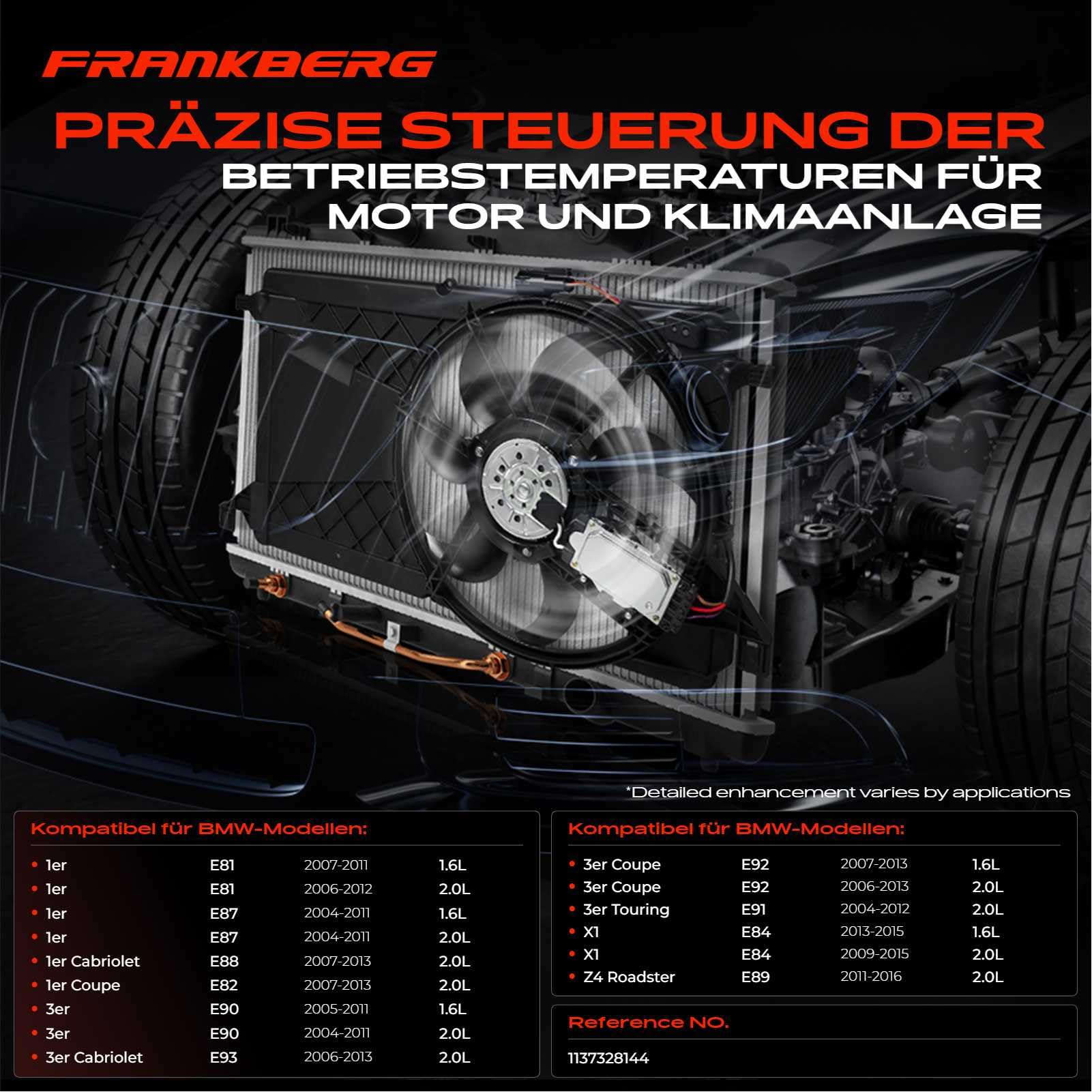 Frankberg Servopumpe Steuergerät 3-polig Kompatibel mit 1er E81 E87 E88 3er E90 E93 E92 3er Touring E91 X1 E84 Z4 R.o.a.d.s.t.e.r E89 Replace# 1137328144