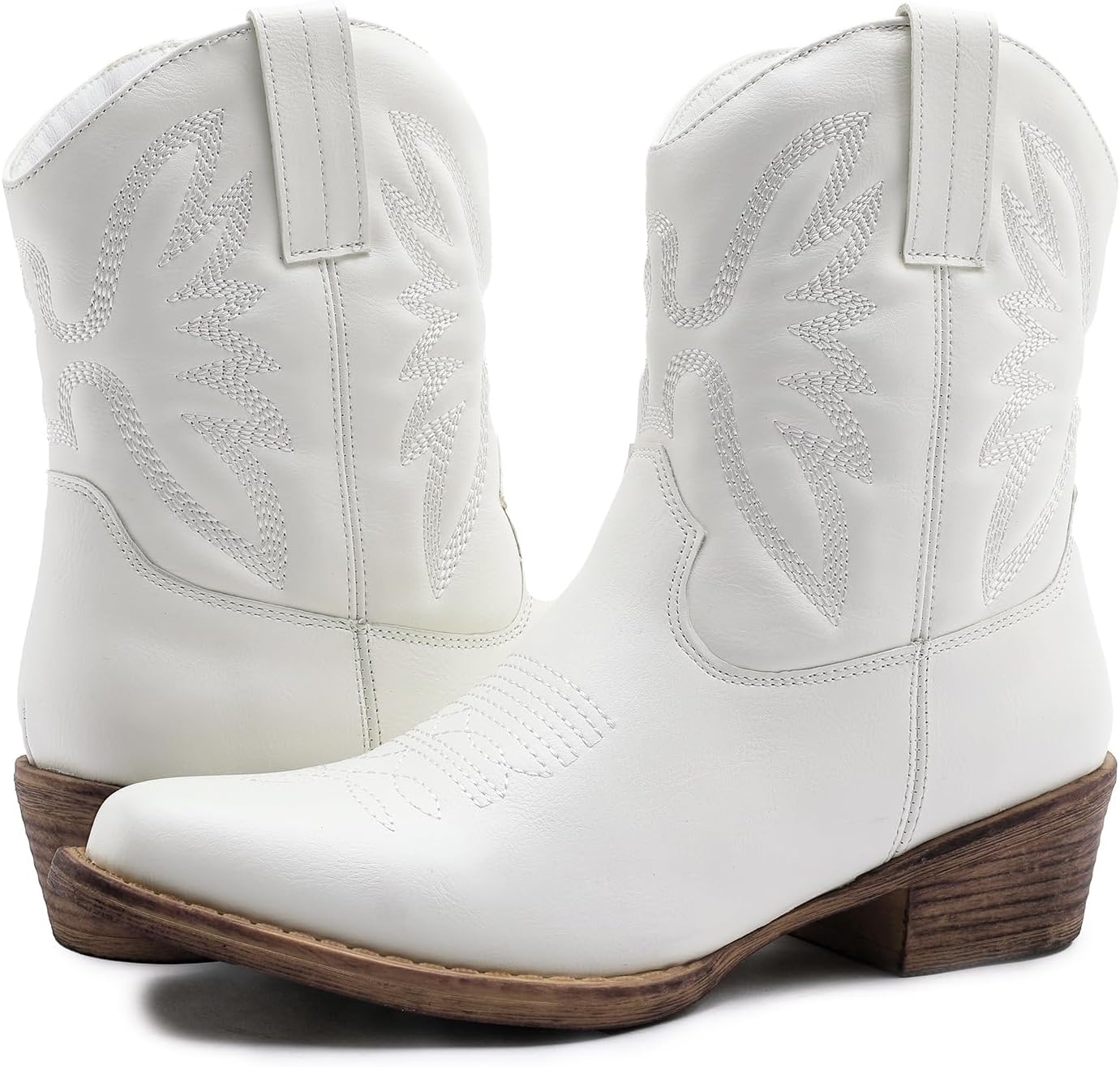 GLOBALWIN Women's Mid Calf The Western Cowboy Boots Fashion Cowgirl Boots For Women Low Heel