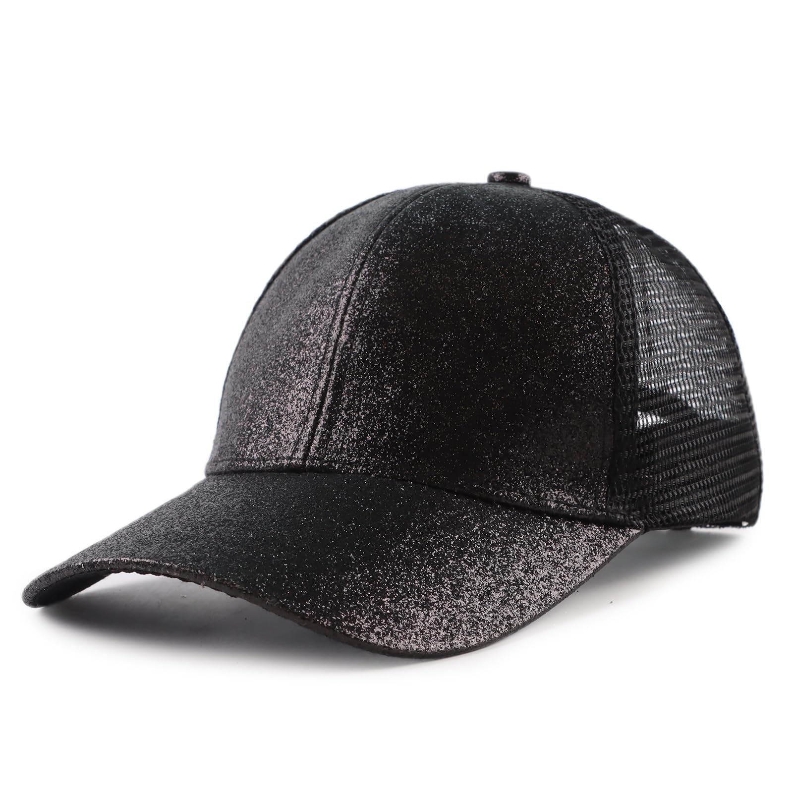 Toddler Girl Baseball Cap Little Girls Glitter Ponytail Hats Kids Adjustable Caps Sparkly Mesh Trucker Hats