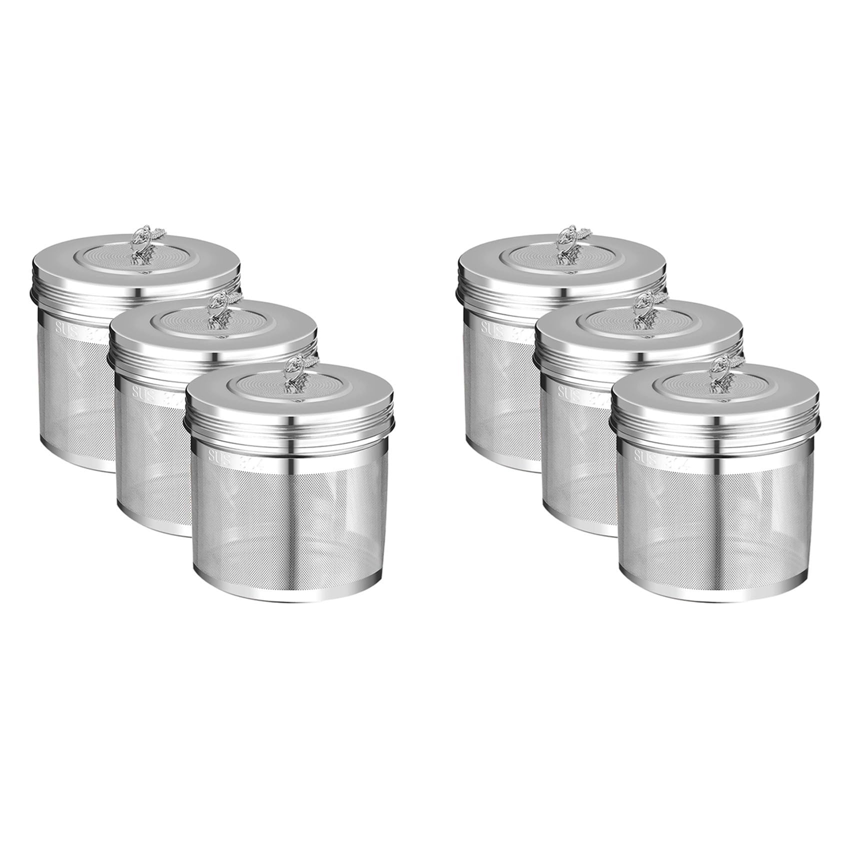 Grand Infuseur à Boules à Thé 6 Pièces pour Thé en Vrac et Infuseur à Épices pour la Cuisson, Couvercle Fileté, Passoire à Thé à Extra Fines