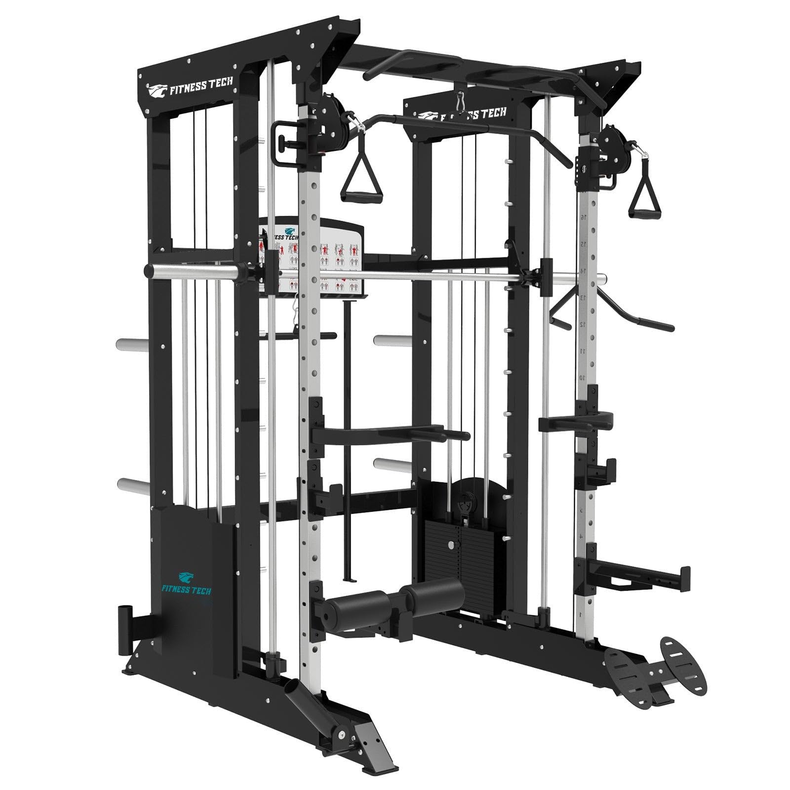 Multistazione Palestra Compatta F12 Smith Machine Home Gym 120 kg | Macchina Palestra Multifunzione con Multipower, Pulegge 2:1, Lat Machine e Barra Olimpica