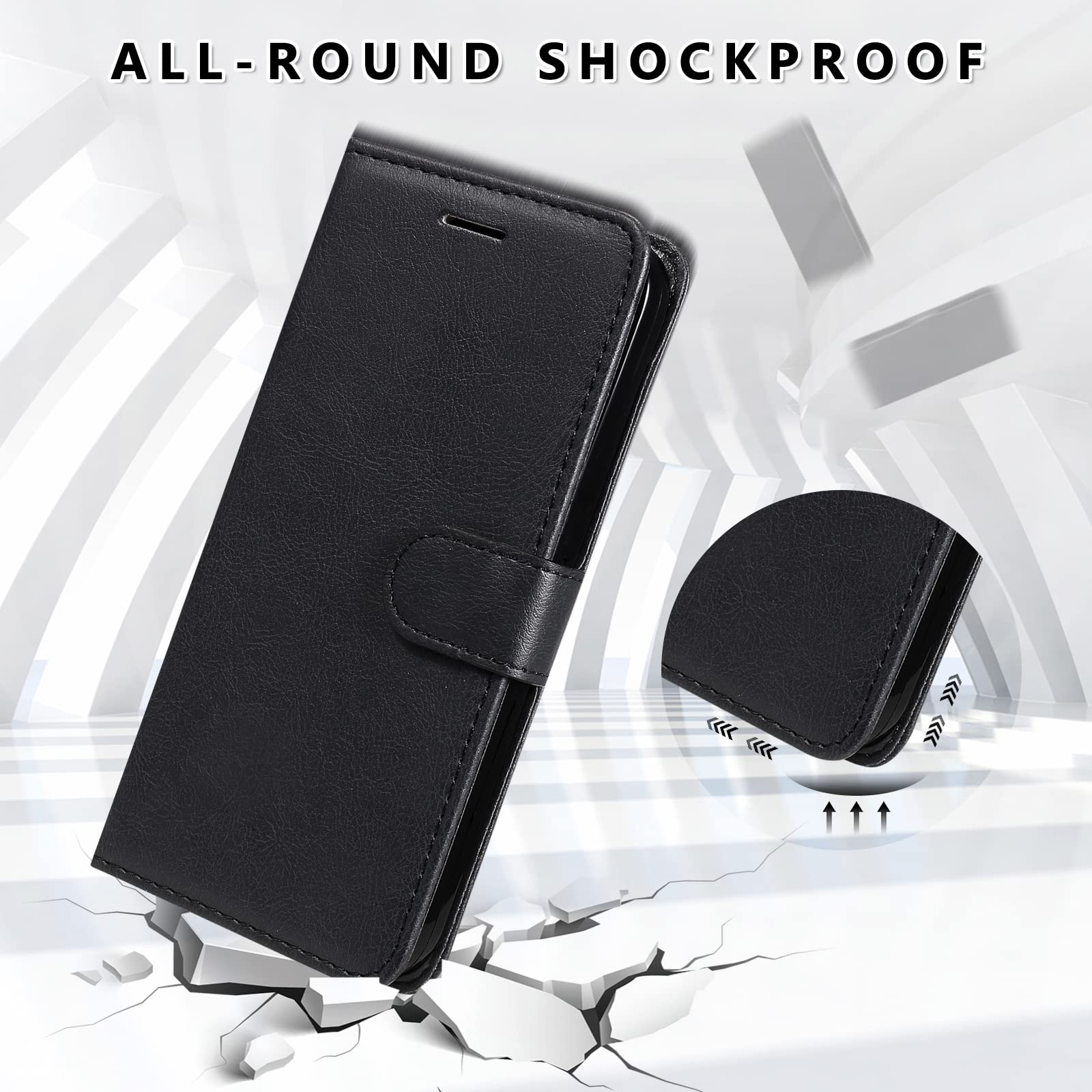 Cover per Oppo Realme GT Neo 2, Premium Portafoglio PU Custodia in PU Pelle, Flip Libro TPU Bumper Caso per Oppo Realme GT Neo 2, Nero