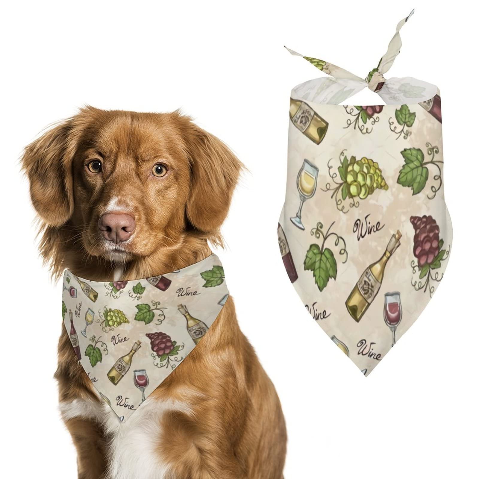 VJXZVJGrapes and Wine Dog Bandana Triangle Bibs Scarf Accessories for Dogs Cats Pets