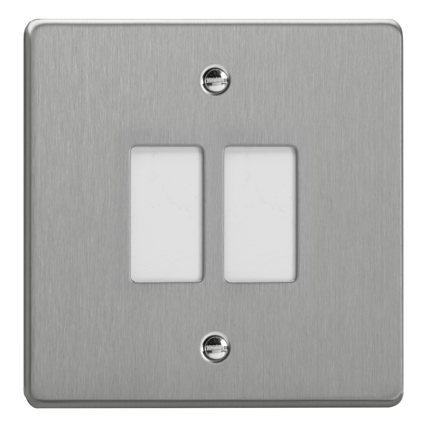 Varilight Brushed Steel 2-Gang Powergrid Plate Including Yoke (Single Plate)