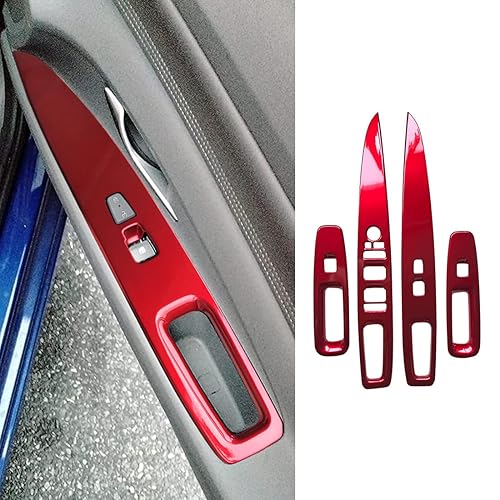 ruihe 4 piezas de cubierta de panel de control de ventana de puerta de automóvil rojo ajuste para Hyundai Elantra N HEV 2021 2022 2023 2024 2025