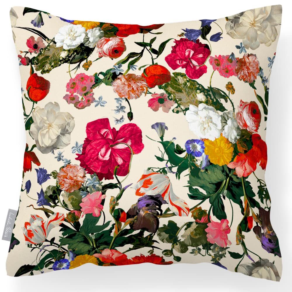 Izabela Peters Ivory Cream Outdoor Cushions Waterproof, 43 Cm, Filled Outdoor Cushion, Garden Bouquet - Garden Furniture Cushions, Outdoor Seat Cushions, Garden Chair Cushions