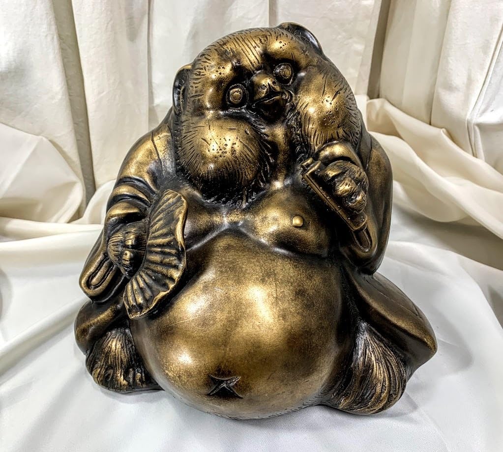 狸の置物 縁起物　アンティーク 信楽焼 狸庵作 縁起物 たぬき 置物 約27.3cm アンティーク・書画