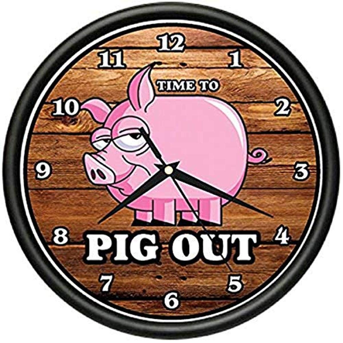 SignMission BBQ TIME TO PIG OUT Wall Clock restaurant pork ribs barbecue business gift, Beagle