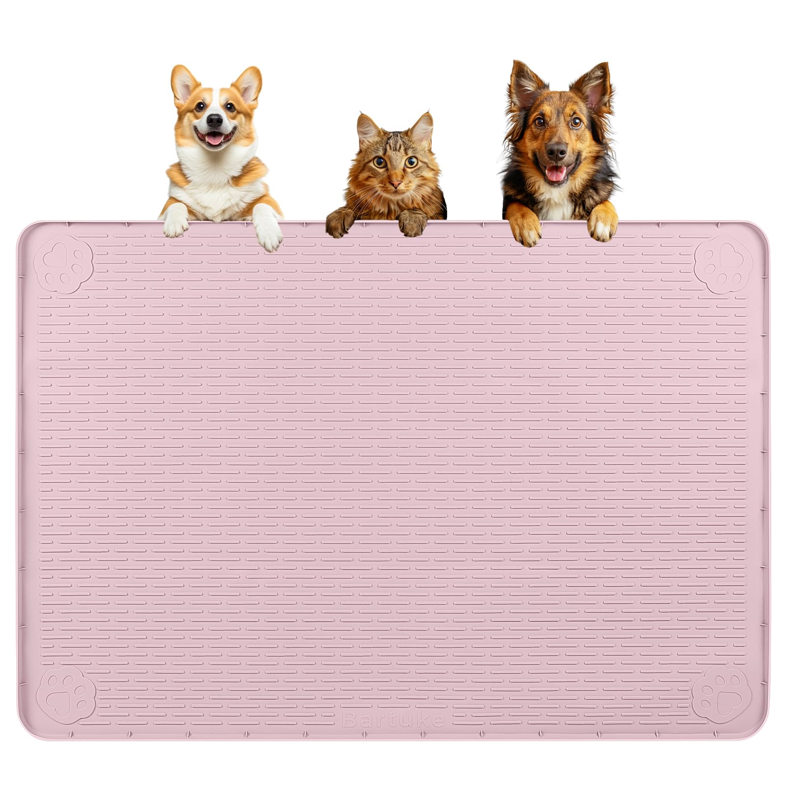 Dog Food Mat 40''x28'' Extra Large Dog Mat for Food and Water, Pink