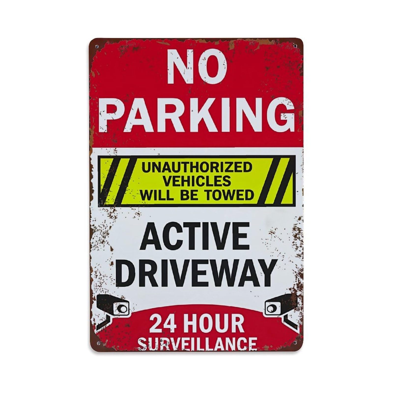 Jdyaojiesheng Vintage No Parking Warning Sign With Surveillance Cameras Tin Sign Retro Metal Wall Decor Metal Poster, Home Bar Garage Farmhouse Cafe Wall Art Decoration 8X12inches