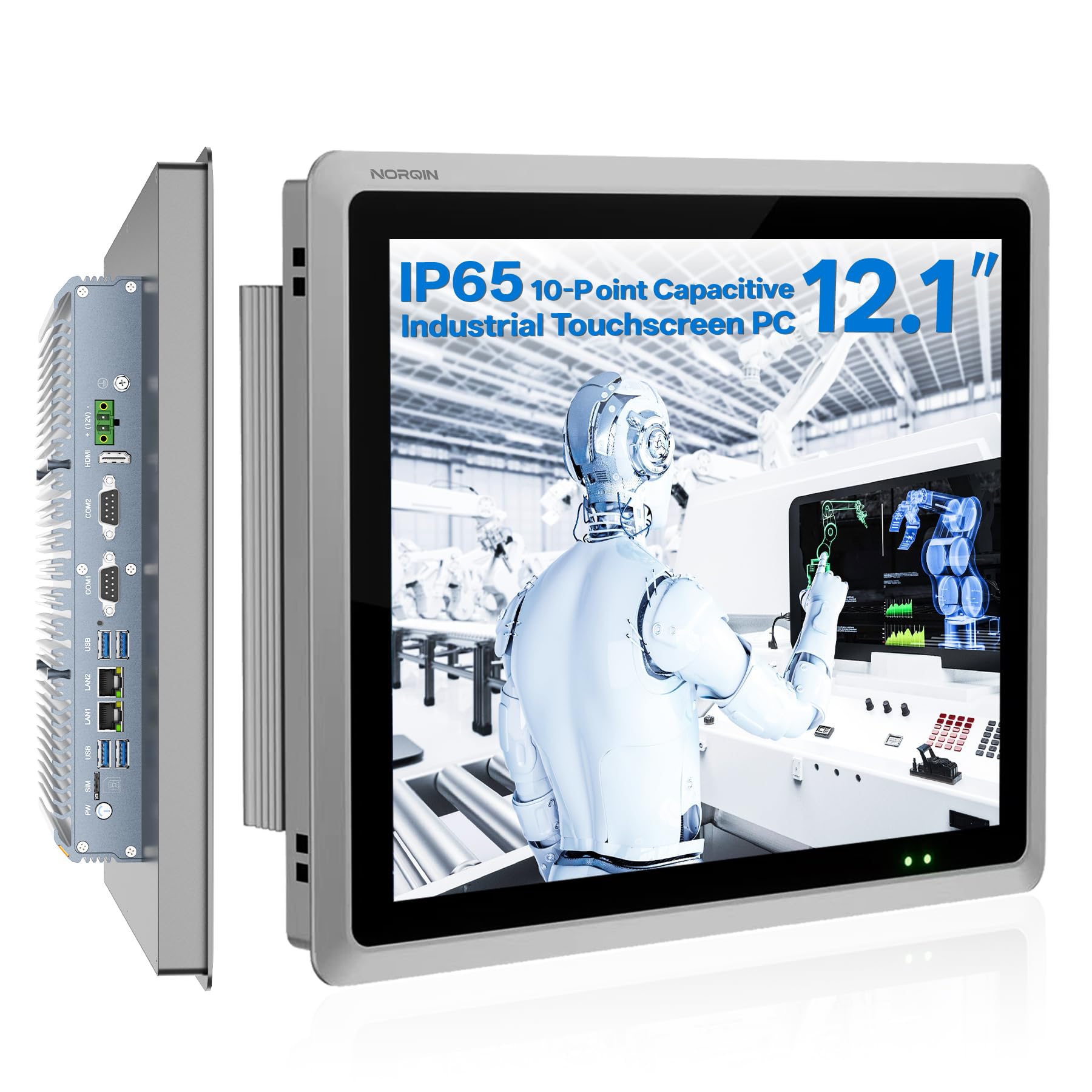 12.1" Fanless Industrial Panel PC, All-in-One Touchscreen Computer