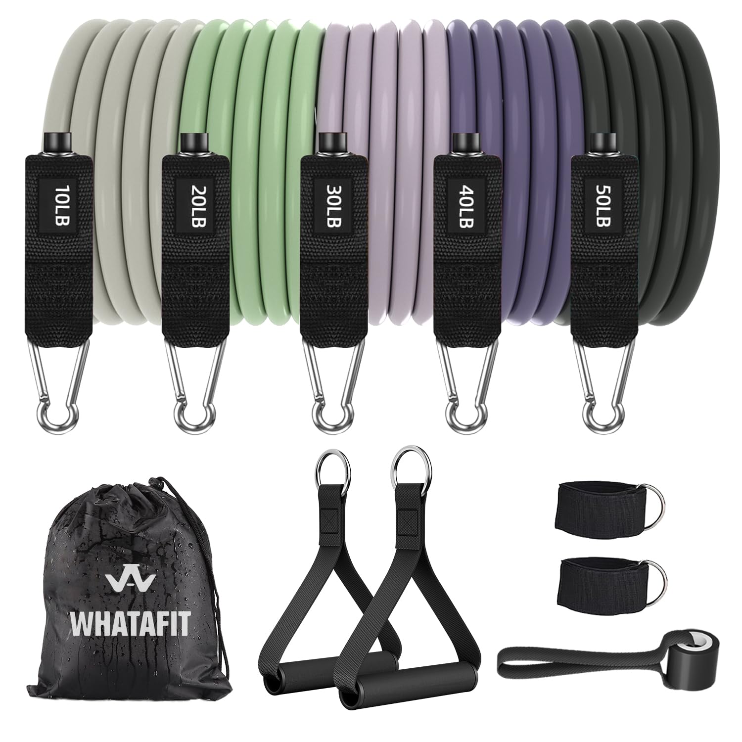 WHATAFIT Resistance Bands Exercise Bands Resistance Bands for Working Out Work Out Bands with Handles for Men and