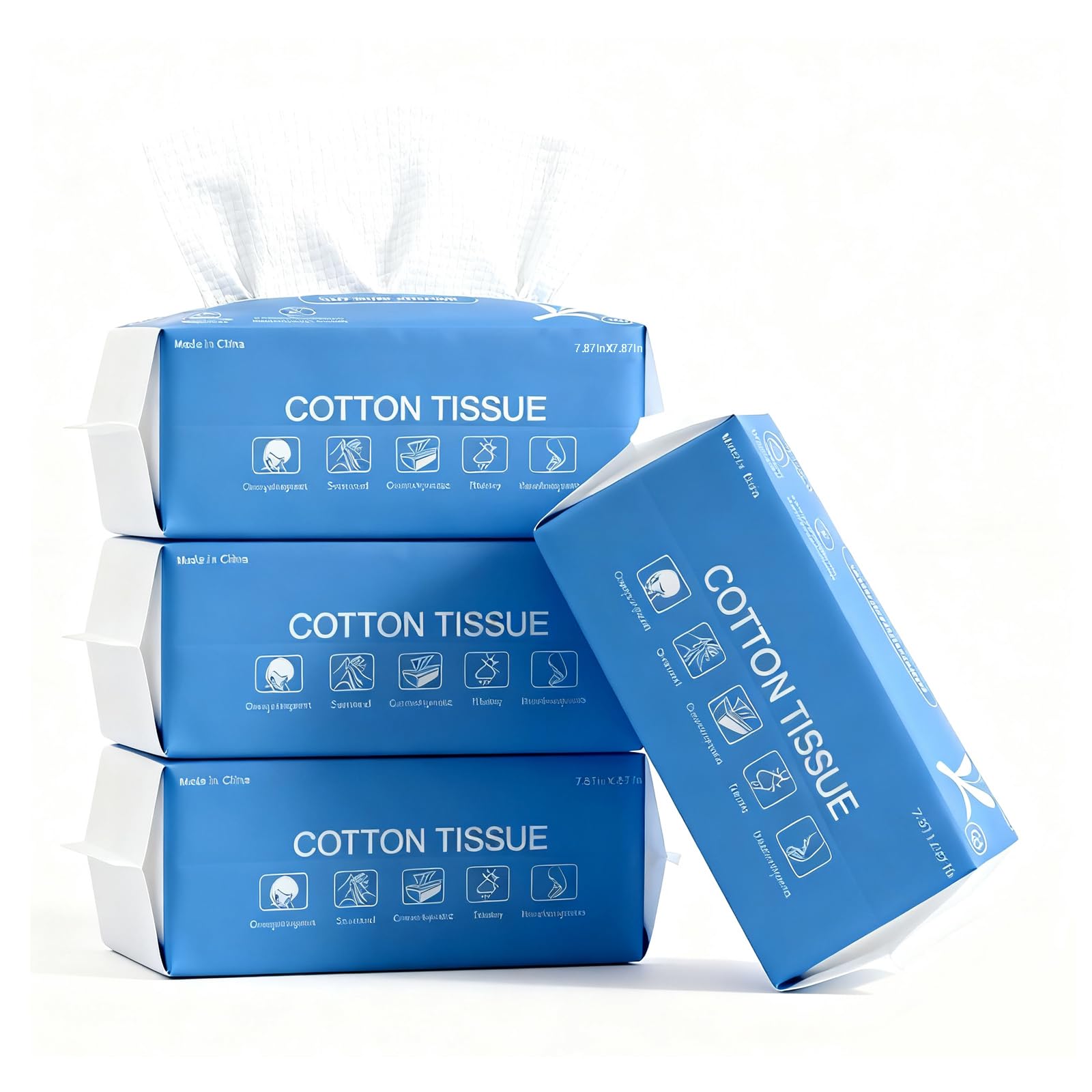 Toallitas faciales de algodón, desechables, tejido ultra suave y limpieza profunda, sin pelusa, para pieles sensibles, desmaquillantes y bebés, paquete de 4, 60 unidades