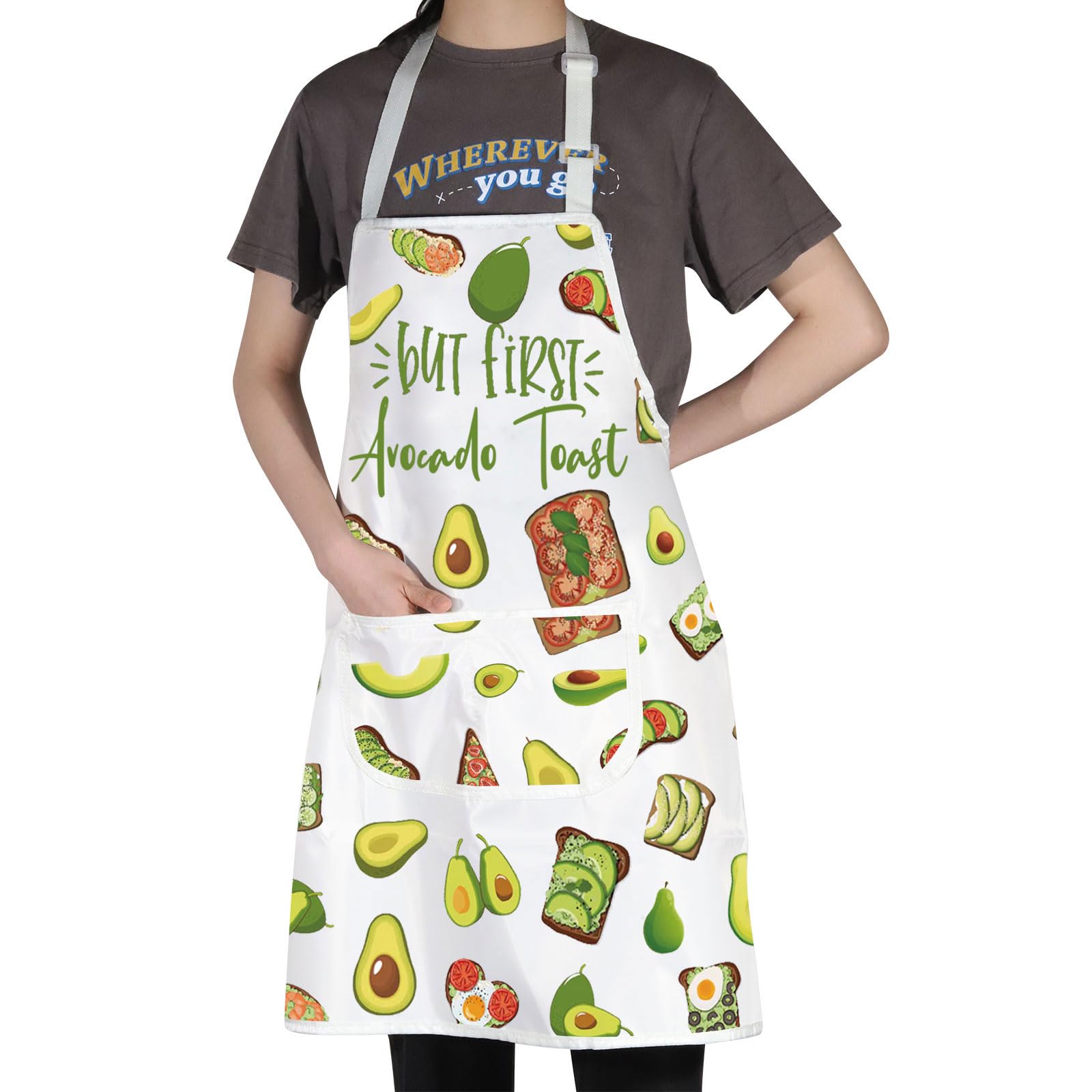 MYSOMY Avocado Toast Apron Avocado Toast Gifts Avocado Print Apron Avocado Themed Gifts Avocado Toast Cooking Gifts (but first Avocado ap) - Image 3