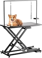 Goldshire 50" Electric Lift Dog Grooming Table - Heavy Duty Pet Station w/ Adjustable Arms, Roller, Tool Organizer for Home & Pro Use