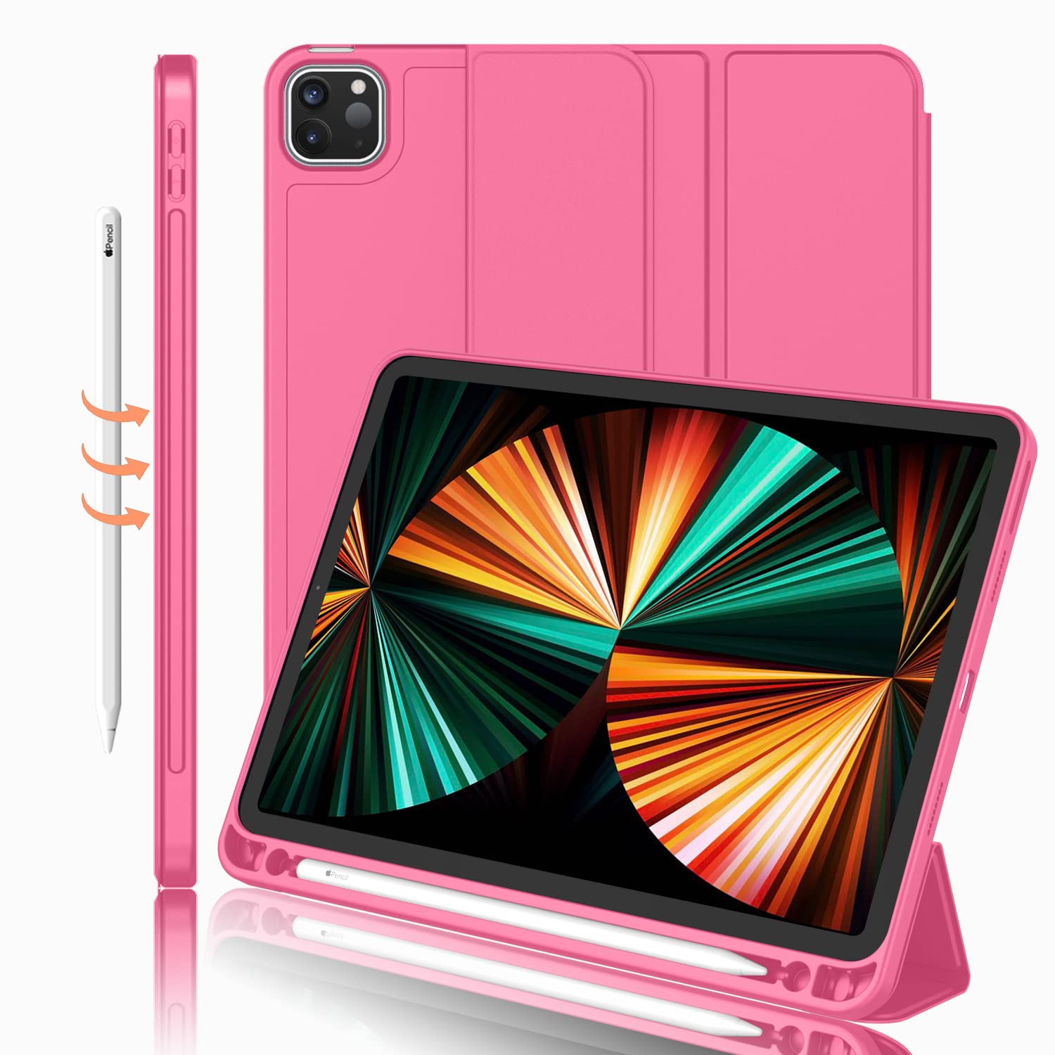 iMieet iPad Pro 12.9 Inch Case 2022/2021/2020/2018 (6th/5th/4th/3rd Gen) with Pencil Holder [Support iPad 2nd Pencil Charging],Trifold Stand Smart Case with Soft TPU Back,Auto Wake/Sleep(Matcha Green) — Amazon image 10