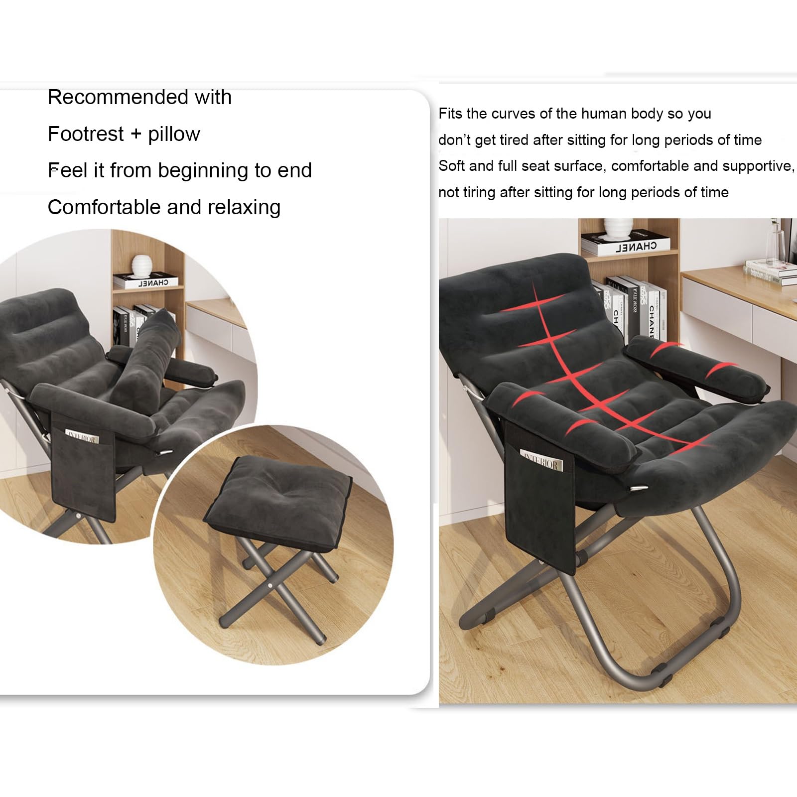 DOSSAE Sofá Perezoso sillón reclinable Tumbona Ajustable Juego de sillas de jardín Plegables de Gravedad Cero Silla Acolchada de Gravedad Cero con reposacabezas Sillones reclinables. (Color : Blauw)