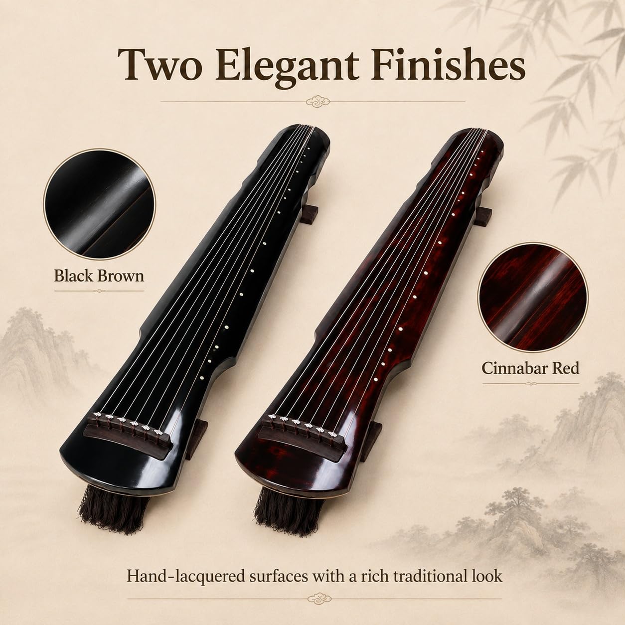 Performance Guqin Zhongni Style Drewno cedrowe w kolorze czarnym