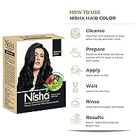 Vista 6 de Nisha Tinte natural a base de henna para el cabello, tinte negro permanente para el cabello, henna natural premium, cobertura 100 % de las canas
