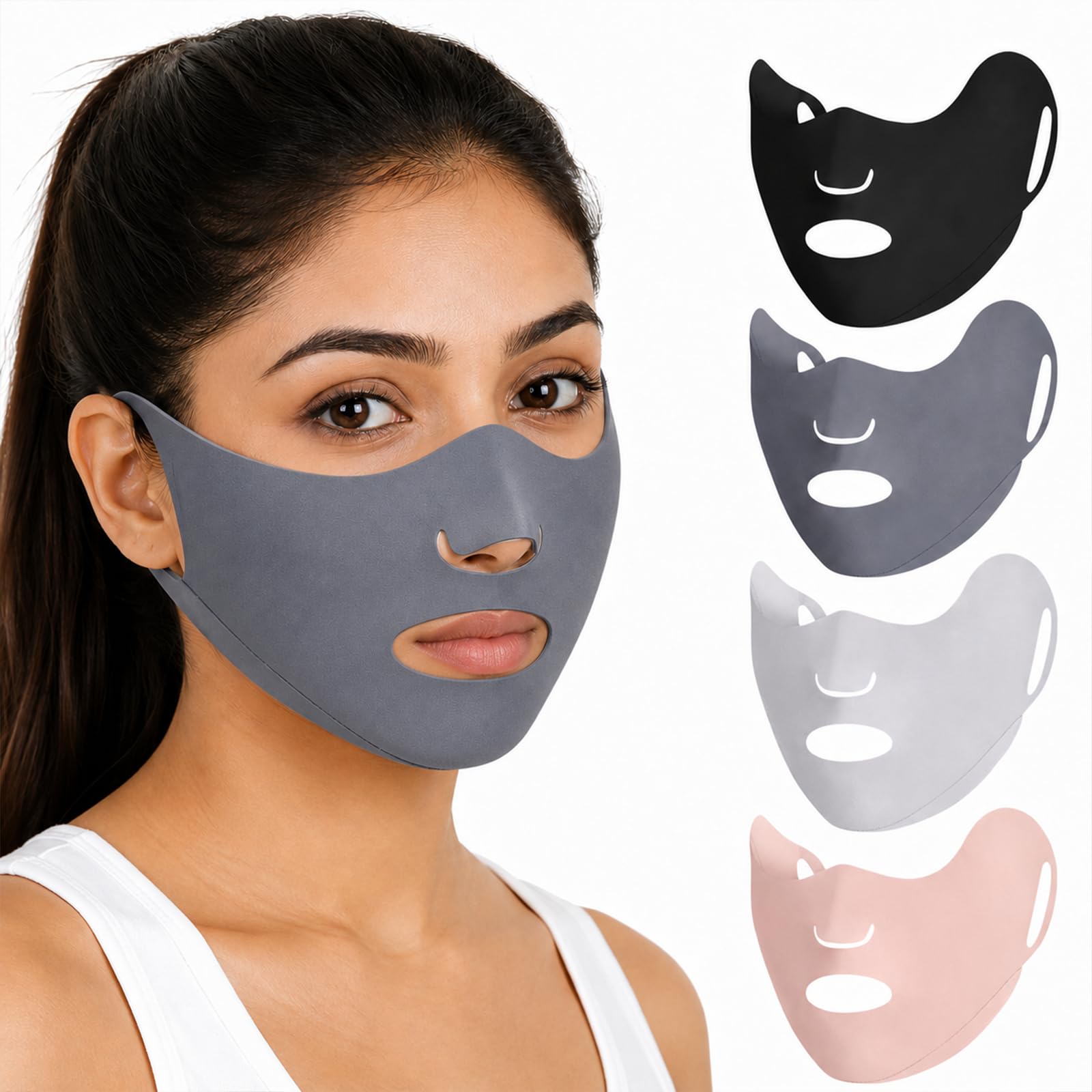 4 Pcs Sun Protection Face Mask for Women, Half Face Cover Set | Lightweight style for summer outdoor daily use, Suitable for commuting, cycling, walking and travel-image-46