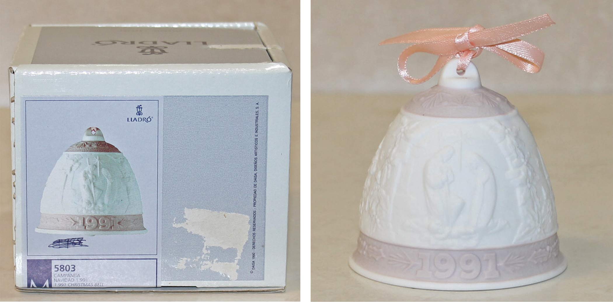 Amazon.com: Lladro 1991 Rose Porcelain Christmas Bell Ornament