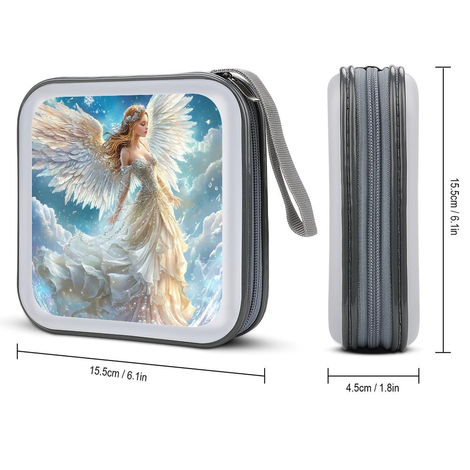 Angel Wings CD Case Plastic DVD Case Holder Wallet Disc Storage Organizer for Car Travel