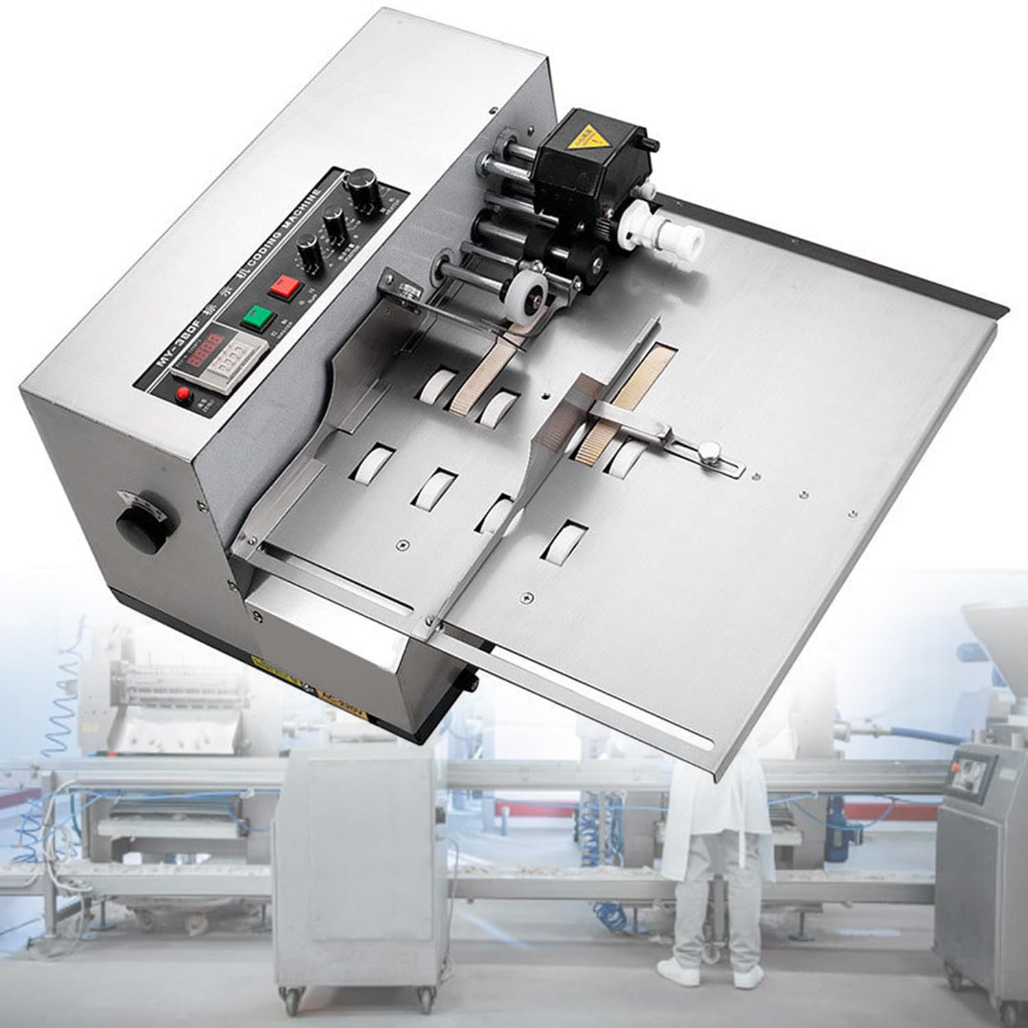 XCSCUK Automatic Ink Wheel Marking Machine,Batch Coding Machine, The Number Of Sheets And Stamp Positions Can Be Preset,for Industry (Widened)