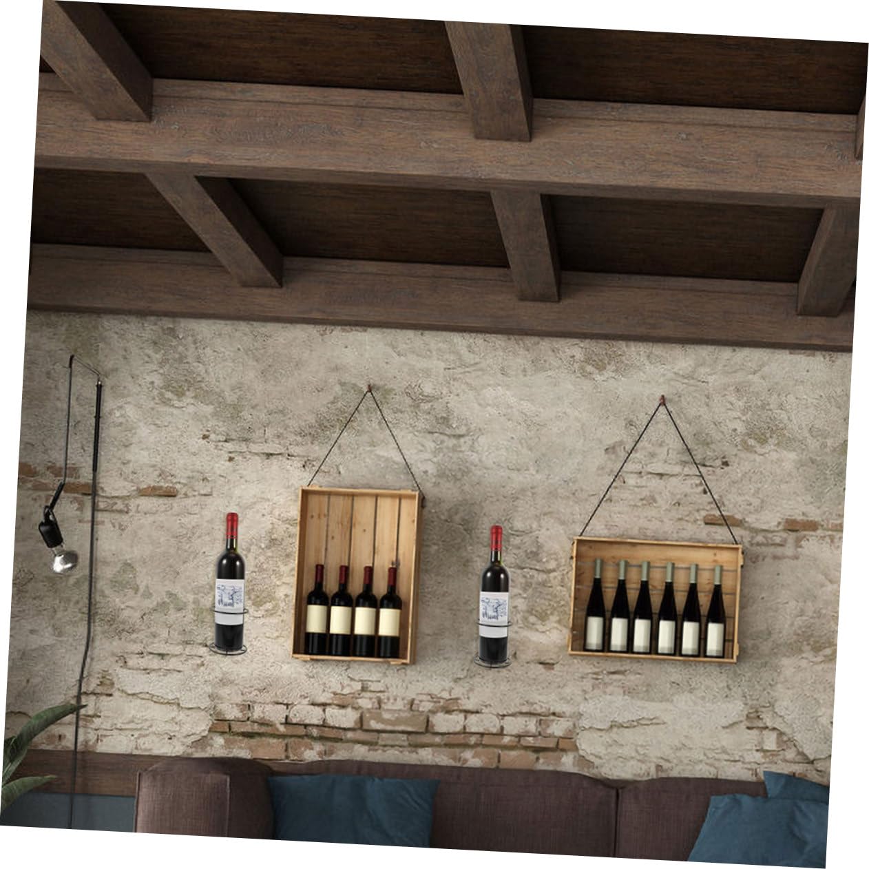 Luxshiny 5 Stück Wandmontierte Weinregale aus Schwarzem Eisen Einzelflaschenständer Wand Weinhalter mit Stilvollem Design für Zuhause und Geschäft
