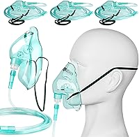 Agooteam 3 Pack Adult Oxygen Masks Size L with 7ft Tubes & Adjustable Strap - DEHP-Free, Reusable, No Cup