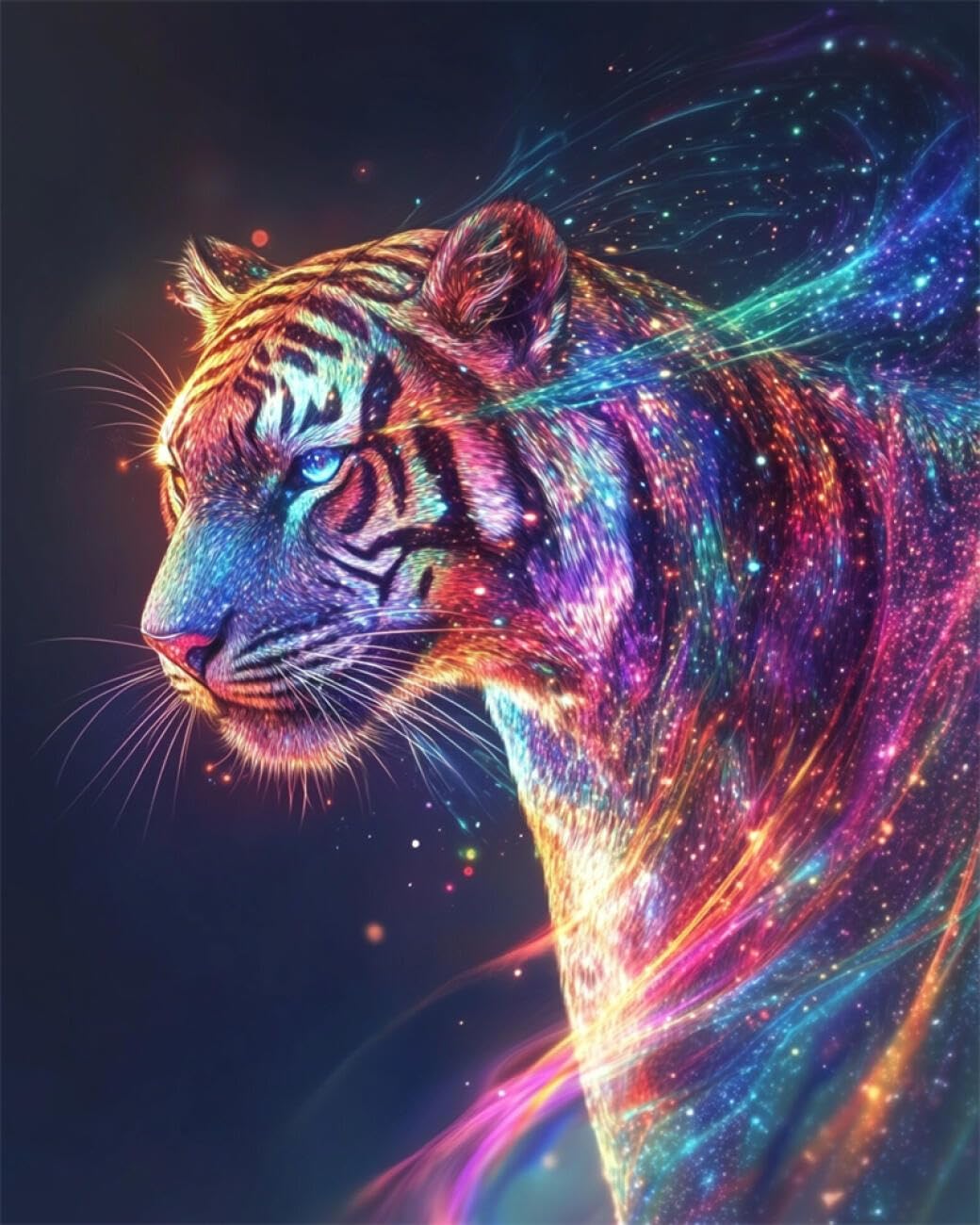 RKFLGEW DIY Embroidery Set Fantasy Tiger 50x70cm