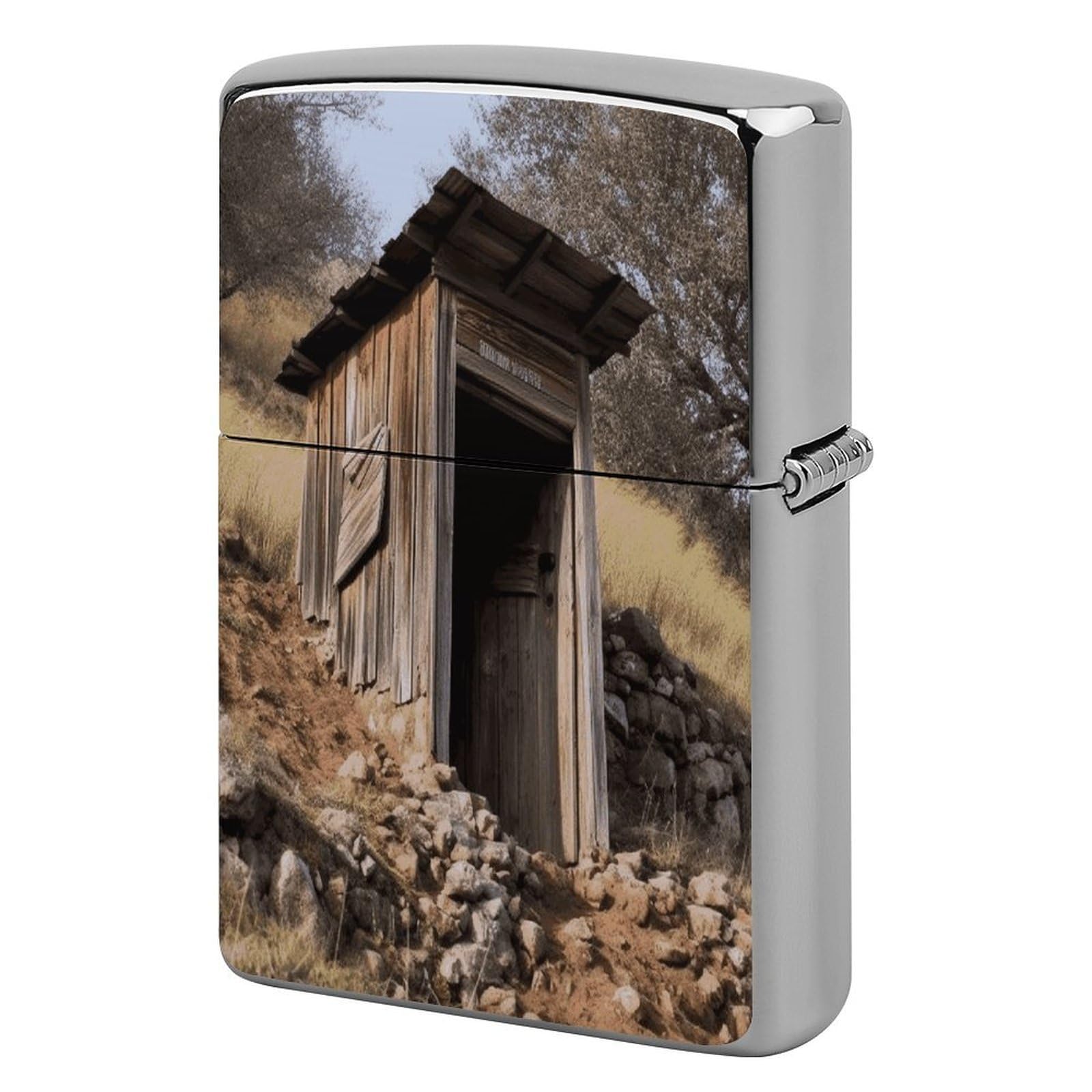 Btcowzrv Style Old Ancient Outhouse Metal Lighter Case Sleeve Cover Holder