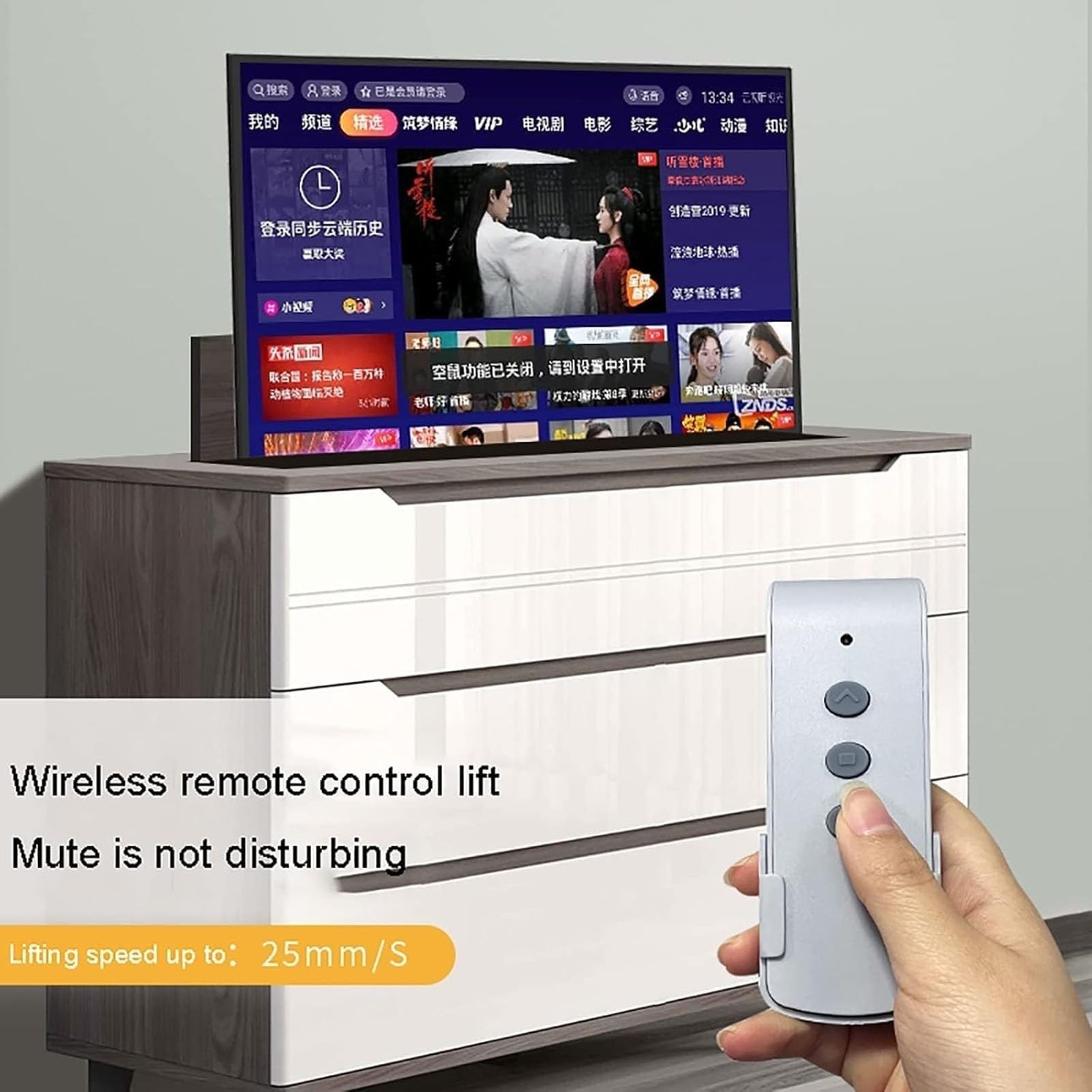 Soporte De TV Motorizado - Elevador Eléctrico Telescópico para TV con Elevación Automática, Se Puede Ocultar En Un Armario, Soporte Elevador Motorizado Ajustable para TV