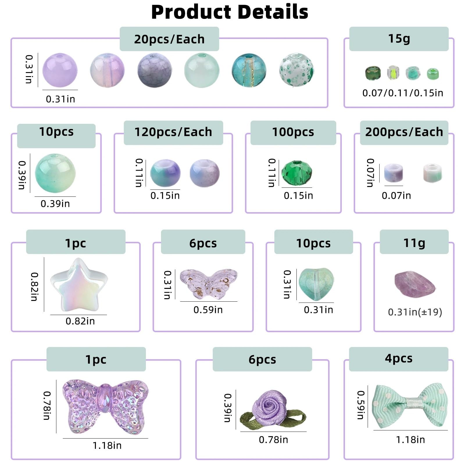 Cuentas de cristal esmerilado, 2 cajas de cuentas de vidrio para hacer joyas, pulsera de cristal, cuentas de resina, suministros de cuentas, aretes y collar (03LanFen)