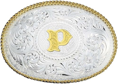 Montana Silversmiths Hebilla P inicial para hombre, talla única, plateado