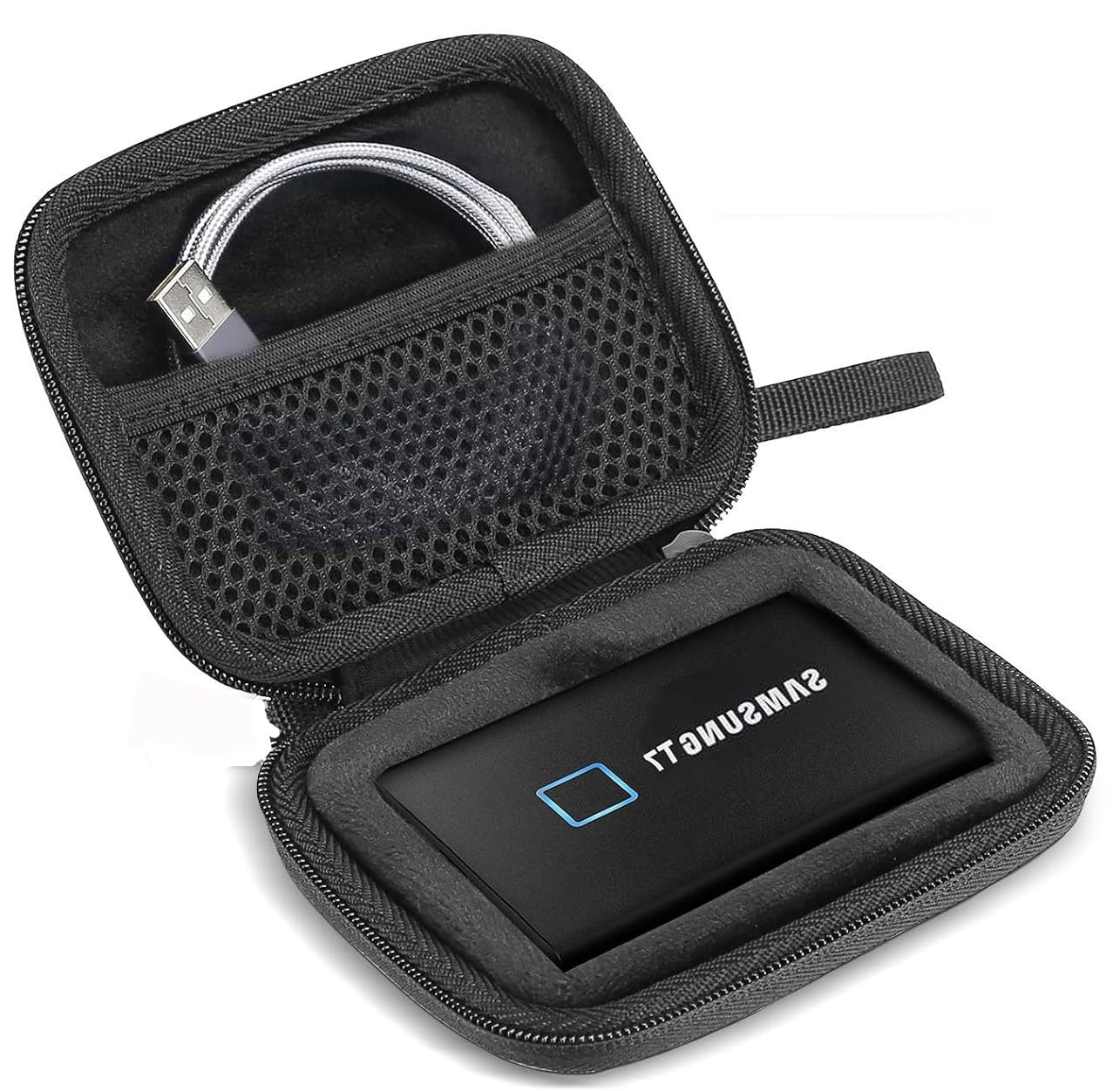 UNIGEAR SSD Case Cover Compatible for Samsung T7 / T7 Touch Portable SSD, Shockproof Storage Travel Organizer for T7 Touch 500GB 1TB 2TB (Only Case) Black-image-10
