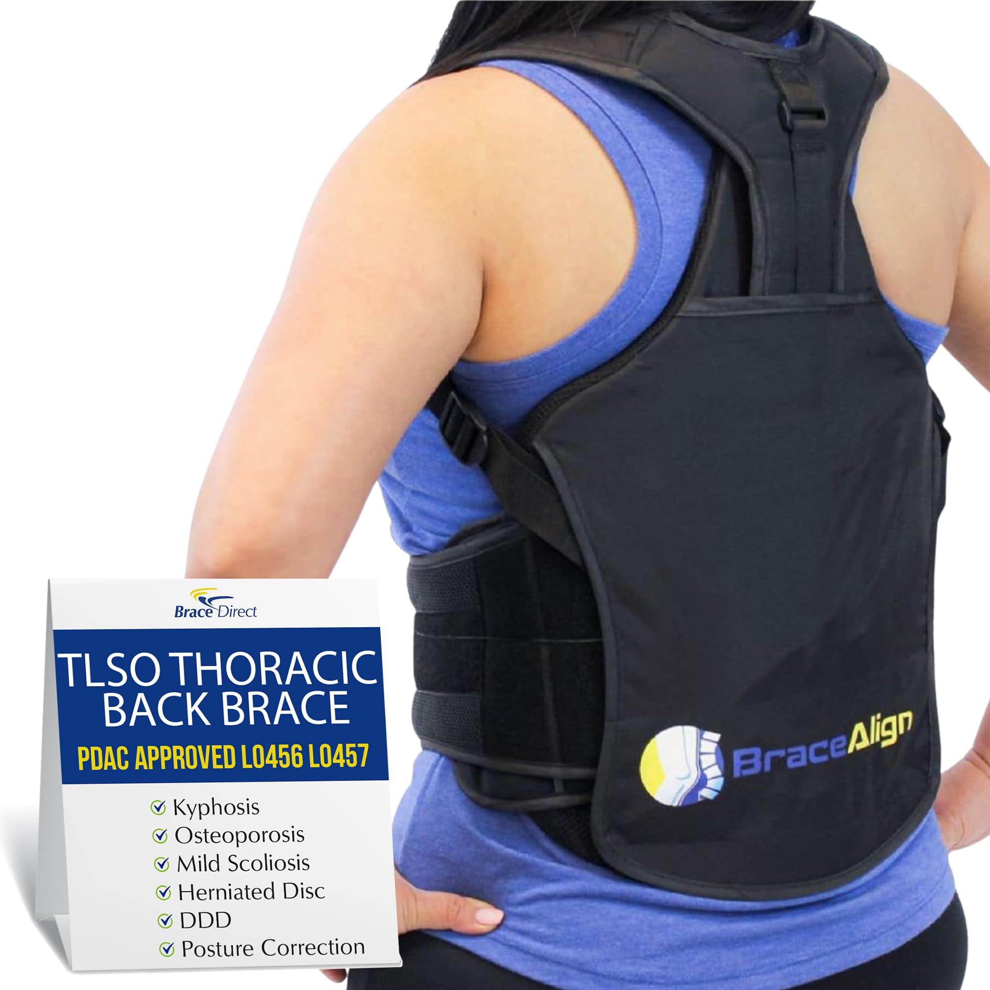 TLSO Back Brace for Kyphosis Compression Fractures Scoliosis Post Op Recovery - Adjustable Thoracic Lumbar Support - L0456 L0457 (Waist 23-50")