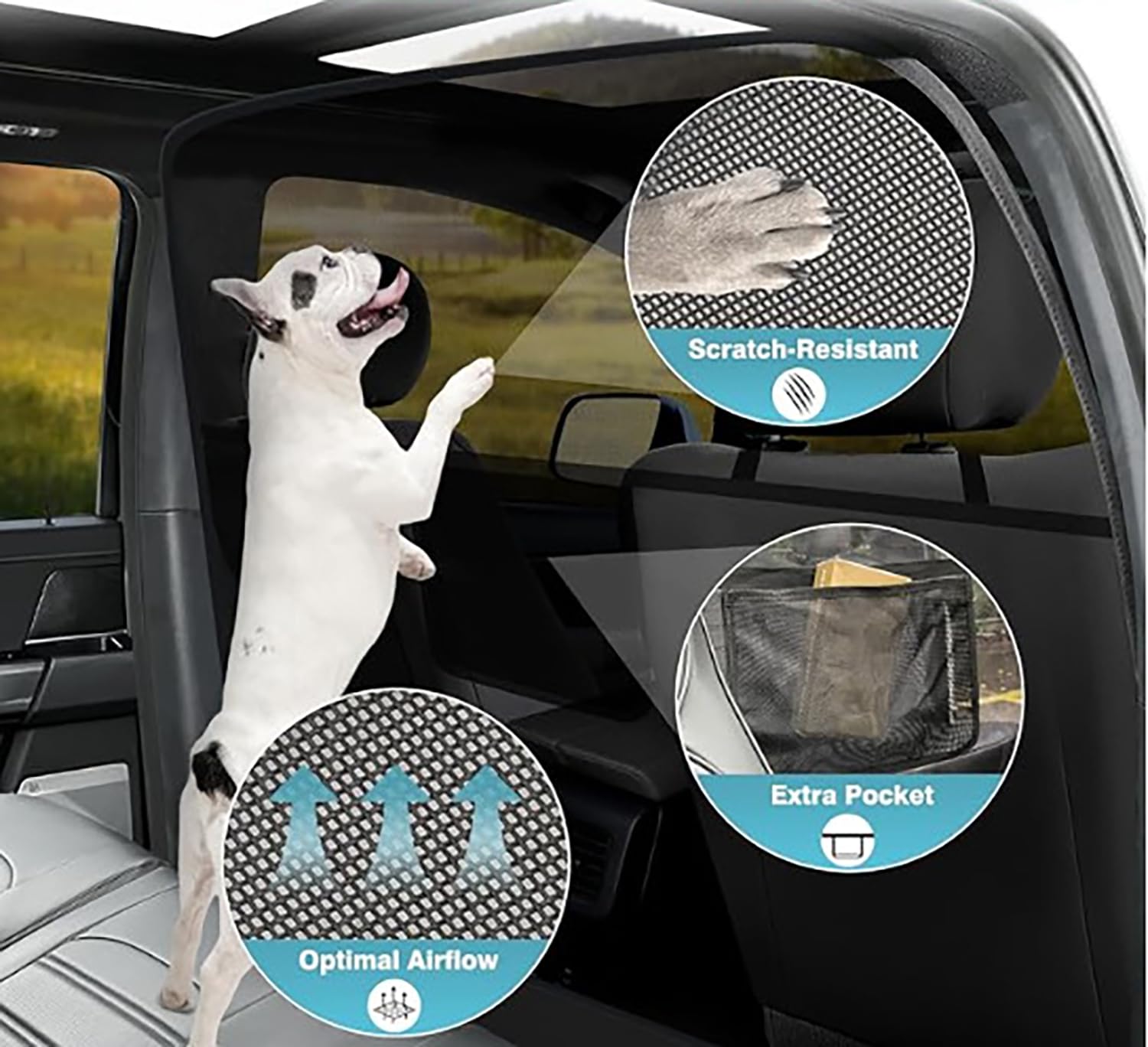 Rete Divisoria Cani Auto per Bentley Bentayga 2015–2025 | Rete Auto per Cani con Corda Regolabile Divisorio Rete Separazione per Sedile Anteriore