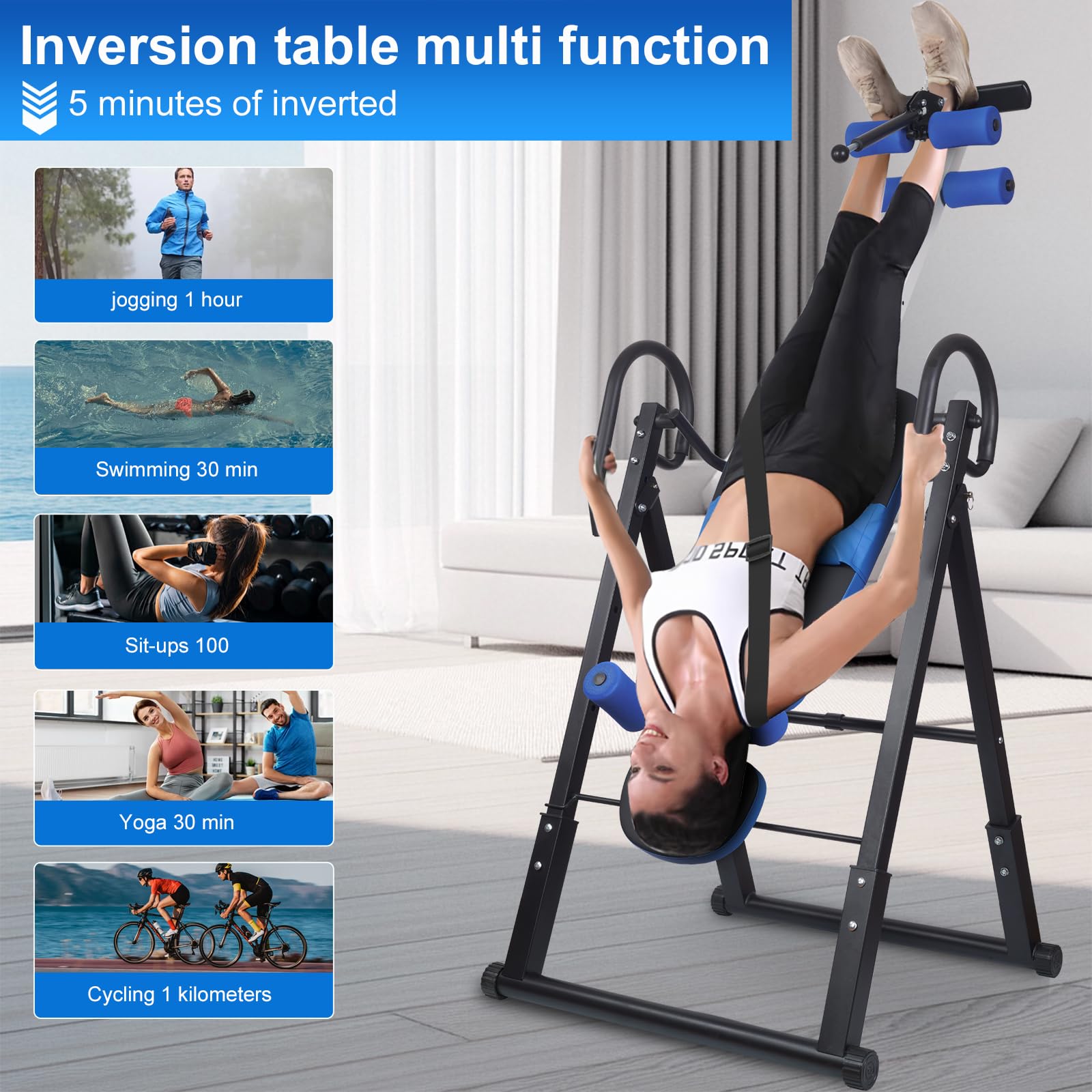Inversionsbank für Zuhause, Verstellbarer Schwerkrafttrainer, Inversionstrainer zur Entlastung der Wirbelsäule, 3 Neigungswinkel,bis 150 kg