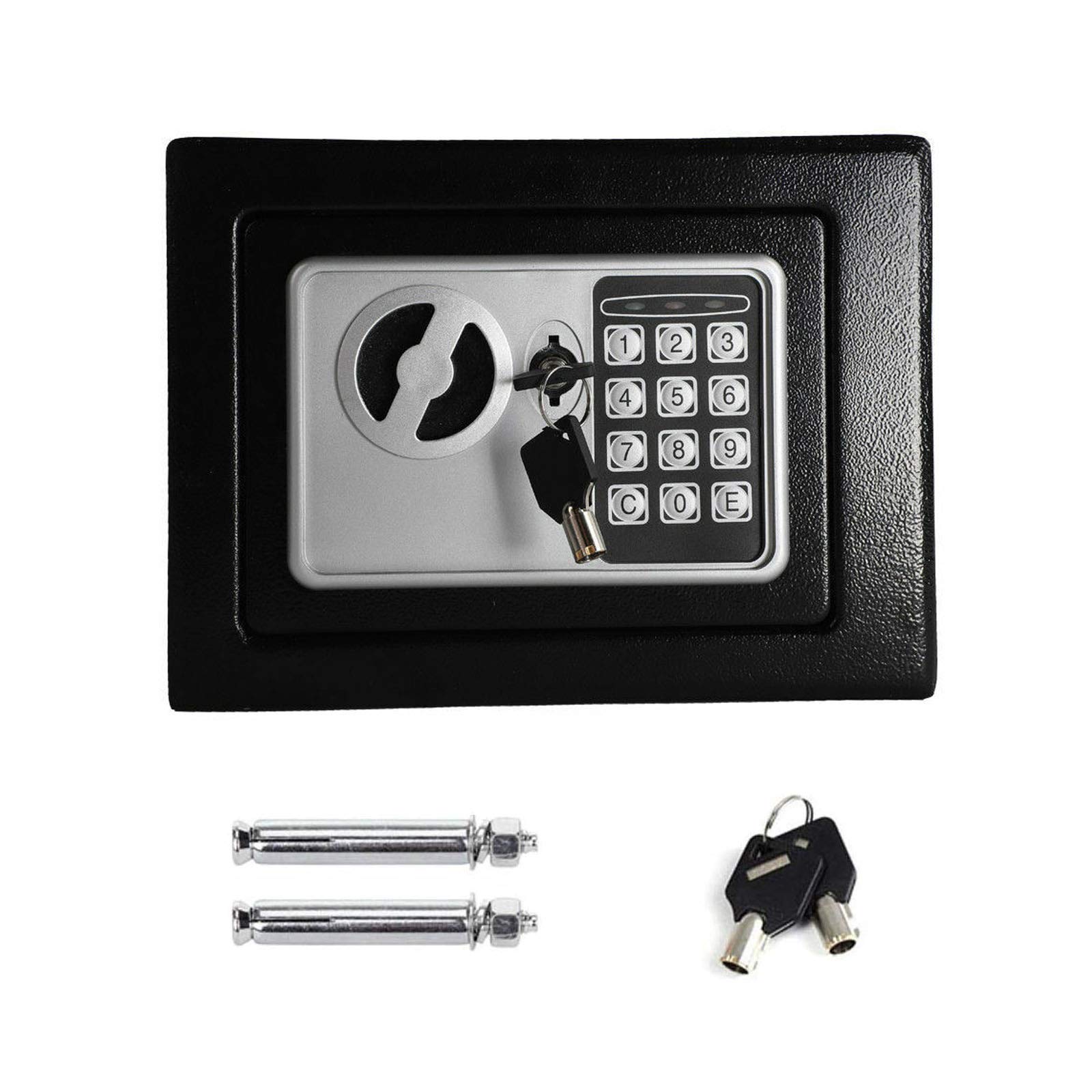 Digital Safe Key Safe Security Electronic Steel Safety Box Home Office Money Cash Lockable Storage Safe with 2 Emergency Keys, 4.6L - Black
