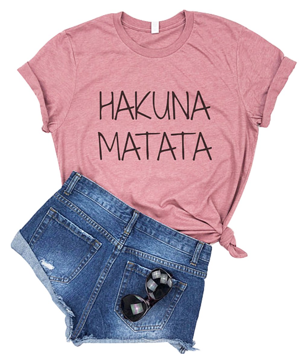 YUYUEYUEWomen's Hakuna Matata Letter Printed T-Shirt Casual Short Sleeve Tops Tees
