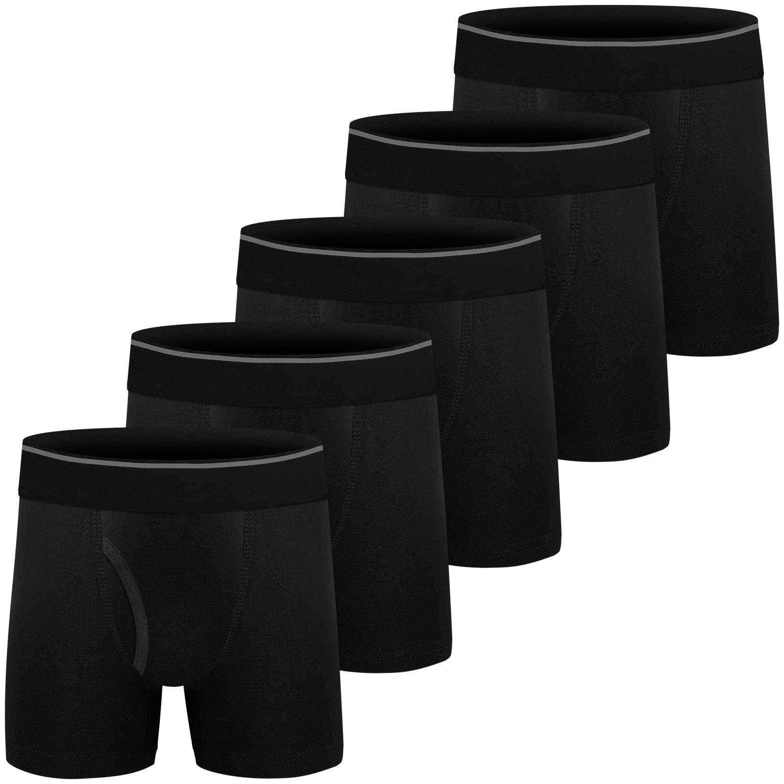 Boys Cotton Boxer Briefs Underwear Mesh Performance Sport Boxer Briefs for Big Boy with Fly 5 Pack