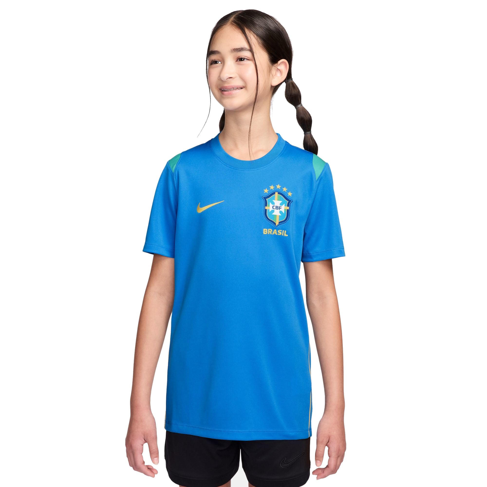 NIKE Top piłkarski z krótkim rękawem Uniseks - dzieci Brasilien Academy Pro Nike Dri-fit Kurzarm-fußballoberteil Aus Strickmaterial Für Ältere Kinder