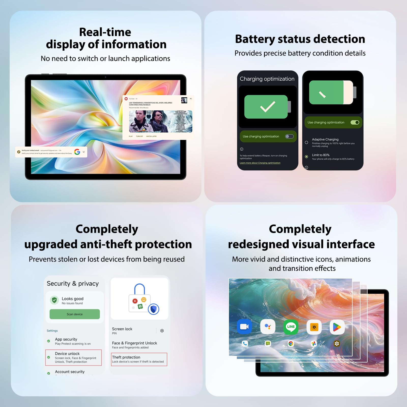Tablette 11 Pouces Android 15 Tablette Tactile avec 4G LTE/5GWLAN,36GB+512GB/OctaCore/9580mAh/13MP+8MP/GMS,Étui,Tablet avec Clavier,Noir