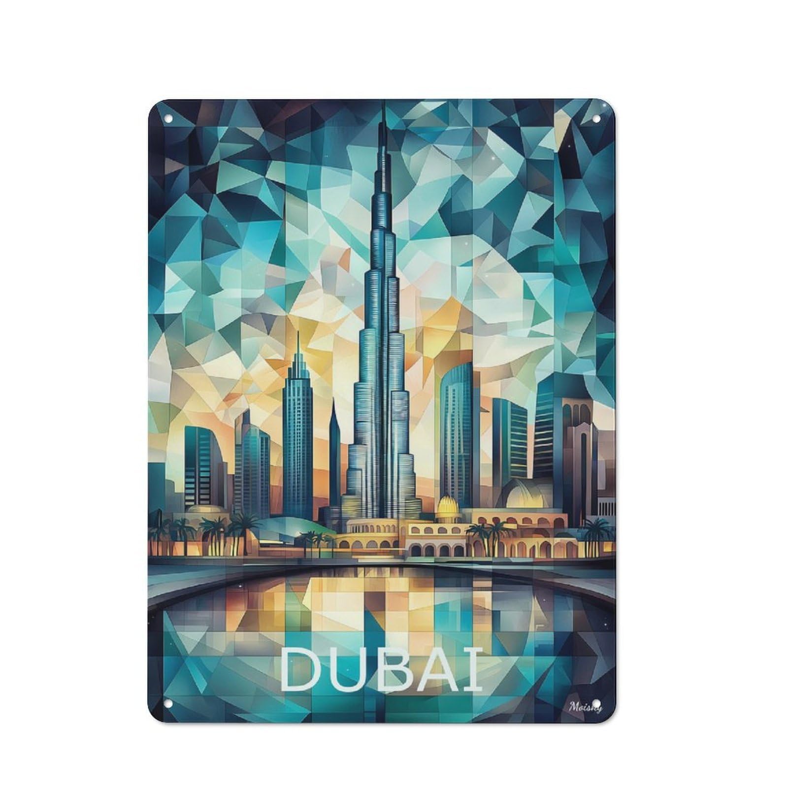 Junmoney Dubai Skyline Art Retro-Style Tin Sign 40X30cm For Café Or Restaurant, For Cooler-Season Styling In Café And Restaurant